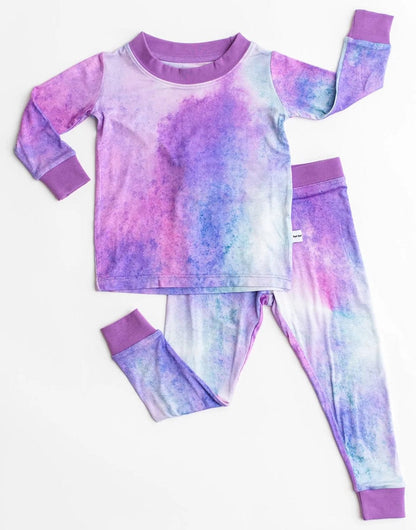Little Sleepies Two-Piece Bamboo Viscose Pajama Set - Purple Watercolor, 12 - 18 months - LS-PJ-PURWC-09