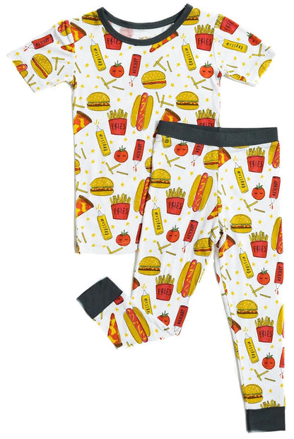 Little Sleepies Two-Piece Short Sleeve Bamboo Viscose Pajama Set - Fast Foodie, 2T - LS-SSPJ-PIZZABURG-11