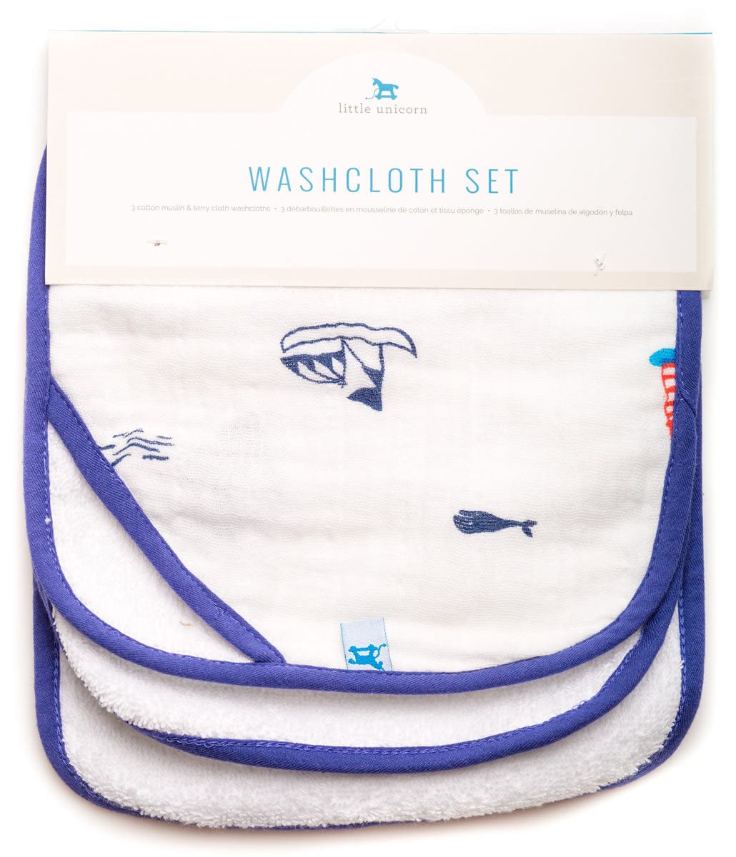 Little Unicorn 3 Pack Cotton Washcloth Set - Nautical Harbor - UH0103