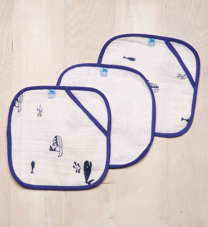 Little Unicorn 3 Pack Cotton Washcloth Set - Nautical Harbor - UH0103