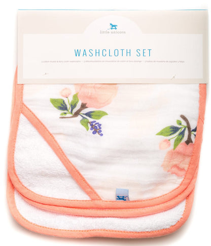 Little Unicorn 3 Pack Cotton Washcloth Set - Watercolor Rose - UH0101