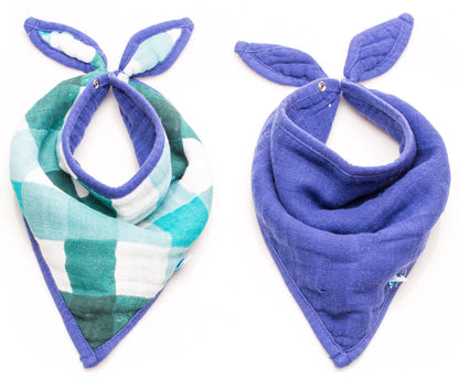 Little Unicorn Cotton Bandana Bib 2-Pack - Jack Plaid - UF0104