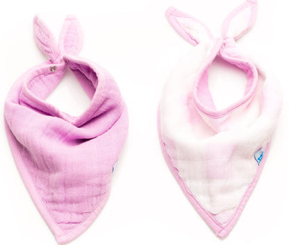 Little Unicorn Cotton Bandana Bib 2-Pack - Lilac Plaid - UF0105