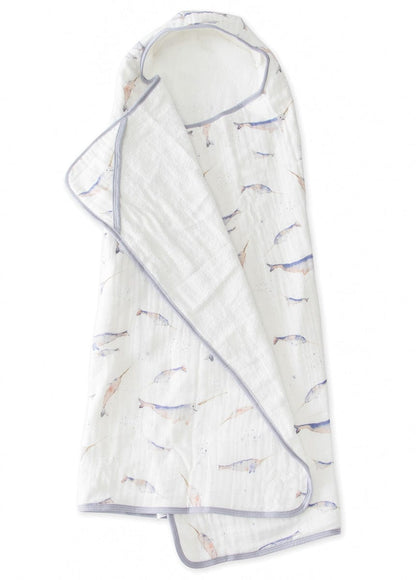 Little Unicorn Cotton Big Kid Hooded Towel - Narwhal - UH0206