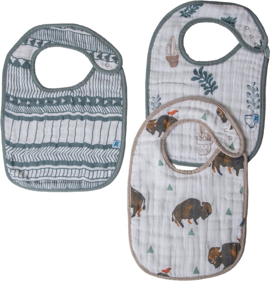 Little Unicorn Cotton Classic Bib 3-Pack - Bison - UF0008