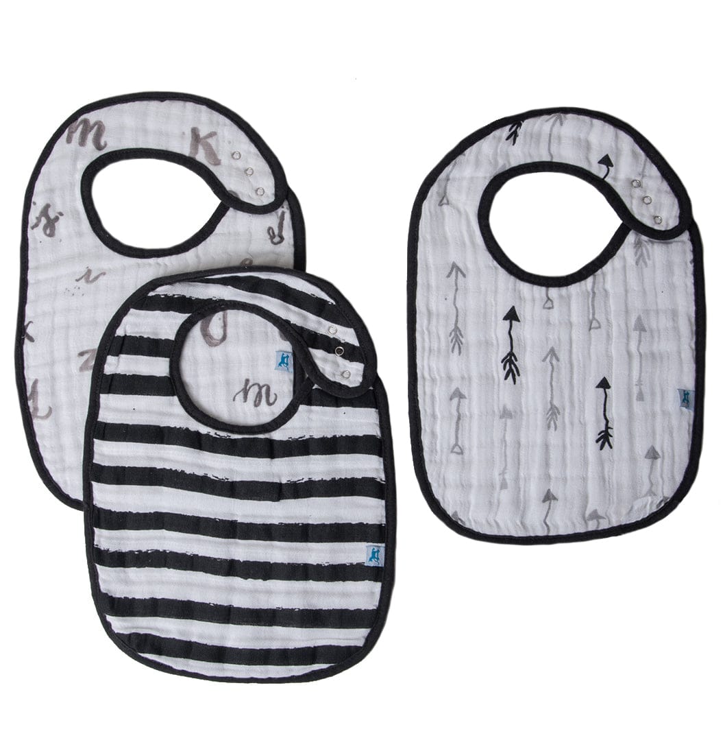 Little Unicorn Cotton Classic Bib 3-Pack - Black & White - UF0007