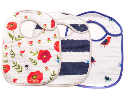 Little Unicorn Cotton Classic Bib 3-Pack - Summer Poppy - UF0000