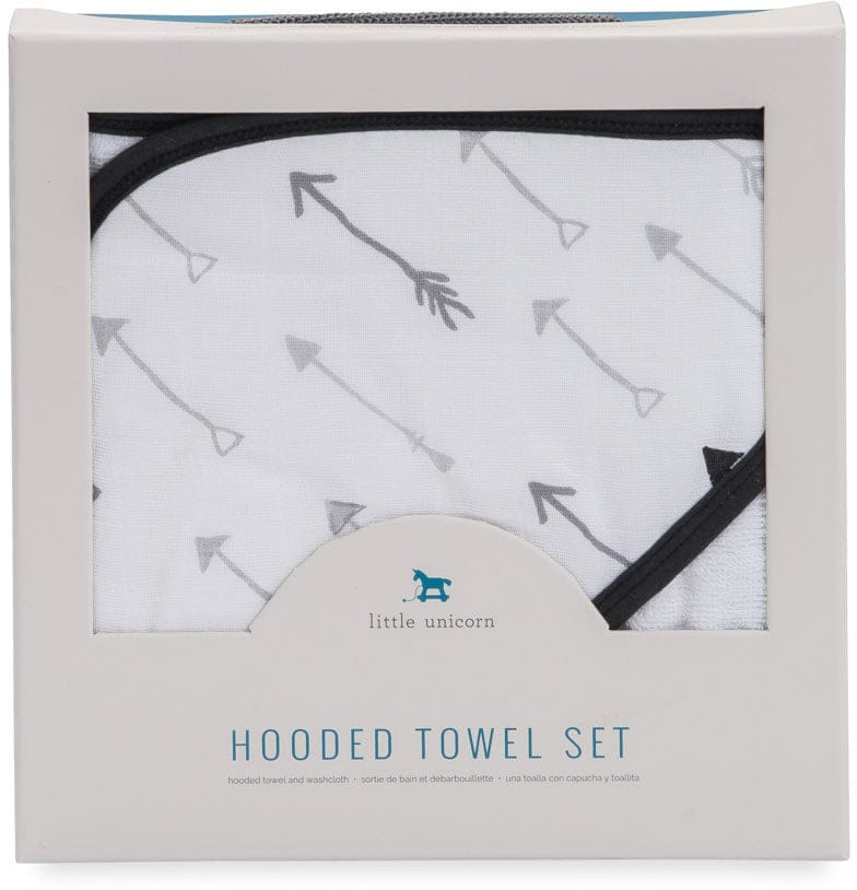 Little Unicorn Cotton Hooded Towel & Washcloth - Arrow - UH0012