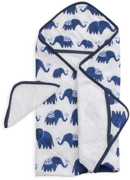 Little Unicorn Cotton Hooded Towel & Washcloth - Indie Elephant - UH0007