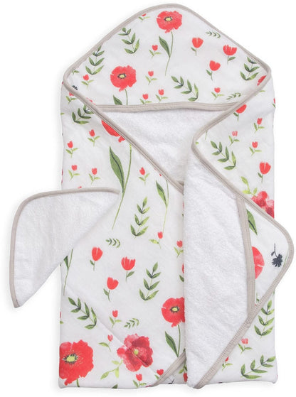 Little Unicorn Cotton Hooded Towel & Washcloth - Summer Poppy - UH0000
