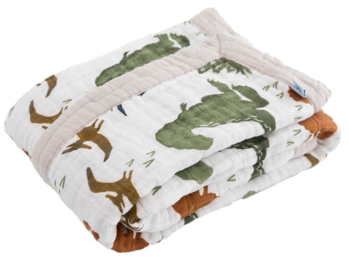 Little Unicorn Cotton Muslin Baby Blanket - Dino Friends - UB2106