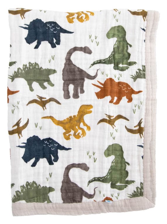 Little Unicorn Cotton Muslin Baby Blanket - Dino Friends - UB2106