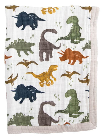 Little Unicorn Cotton Muslin Baby Blanket - Dino Friends - UB2106