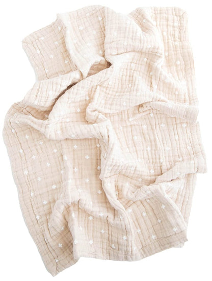 Little Unicorn Cotton Muslin Baby Blanket - Taupe Cross - UB2108