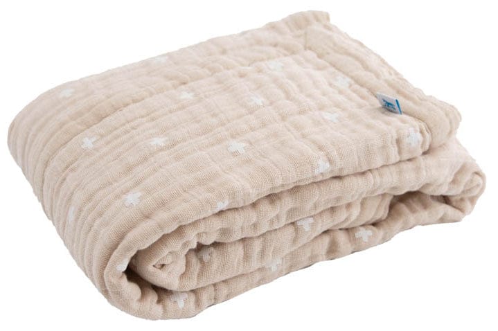 Little Unicorn Cotton Muslin Baby Blanket - Taupe Cross - UB2108