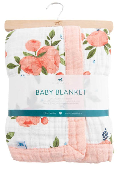 Little Unicorn Cotton Muslin Baby Blanket - Watercolor Roses - UB2110