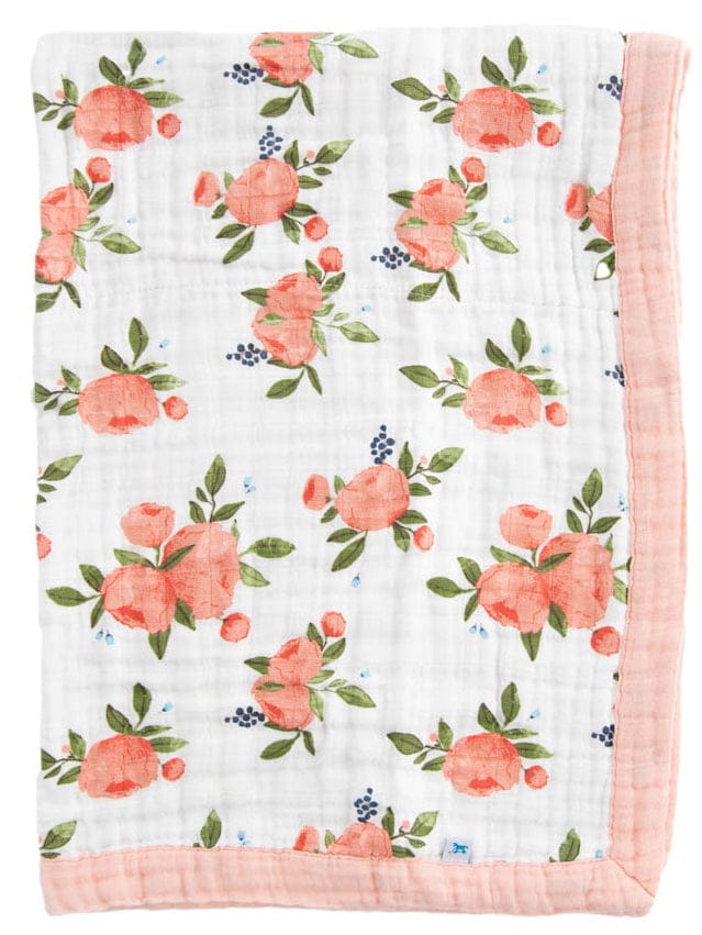 Little Unicorn Cotton Muslin Baby Blanket - Watercolor Roses - UB2110