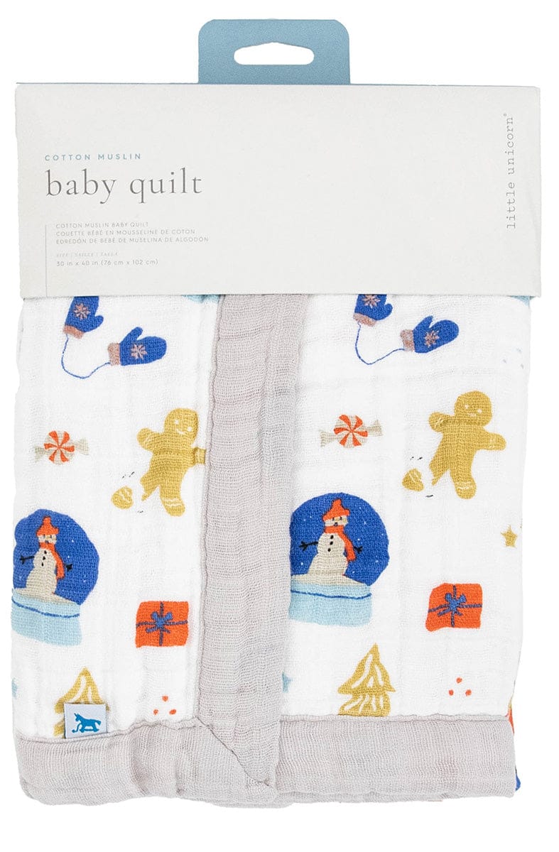 Little Unicorn Cotton Muslin Baby Quilt - Christmas Time - UB2124