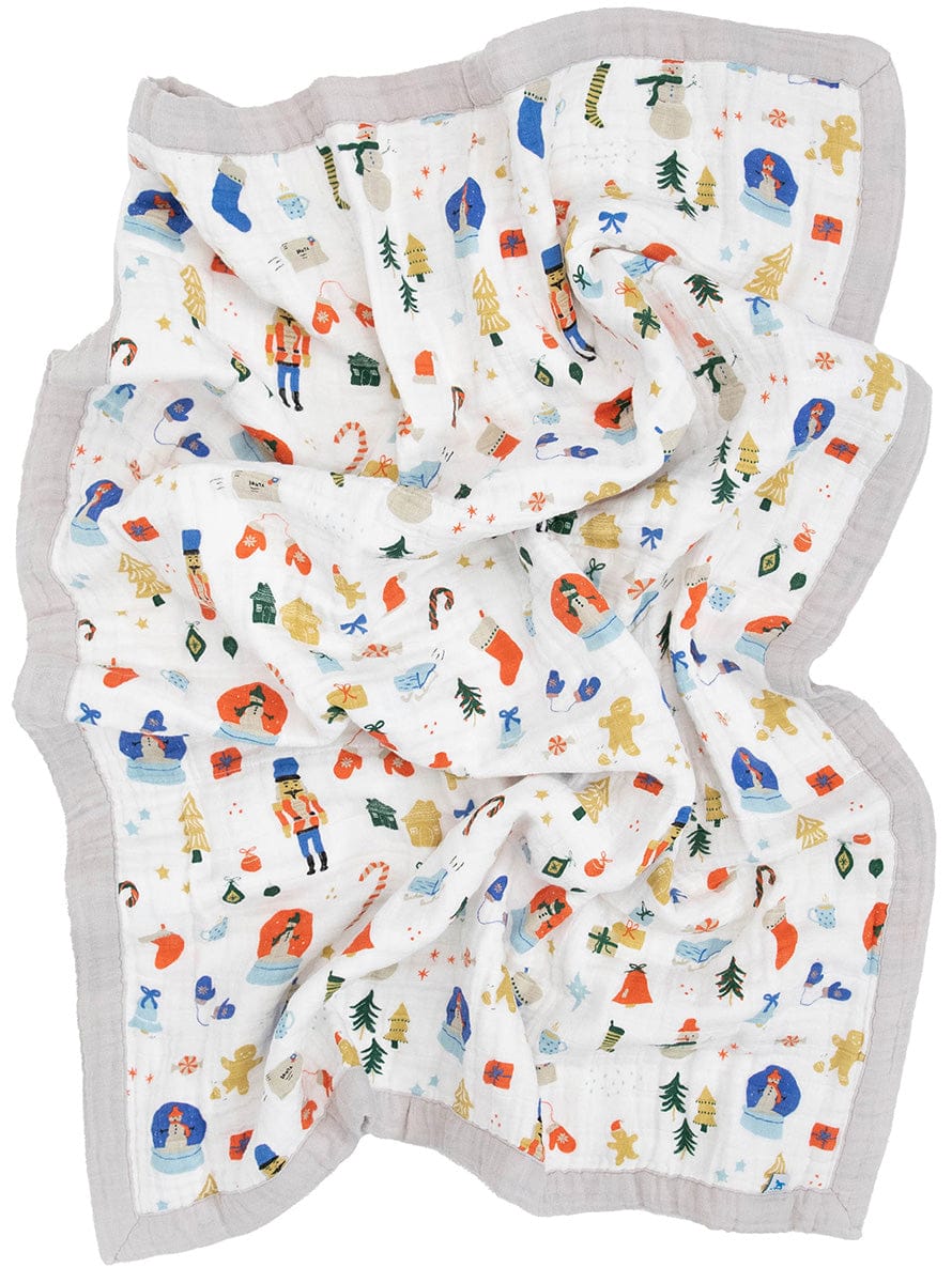 Little Unicorn Cotton Muslin Baby Quilt - Christmas Time - UB2124