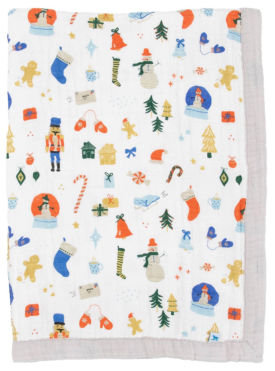 Little Unicorn Cotton Muslin Baby Quilt - Christmas Time - UB2124