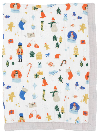 Little Unicorn Cotton Muslin Baby Quilt - Christmas Time - UB2124
