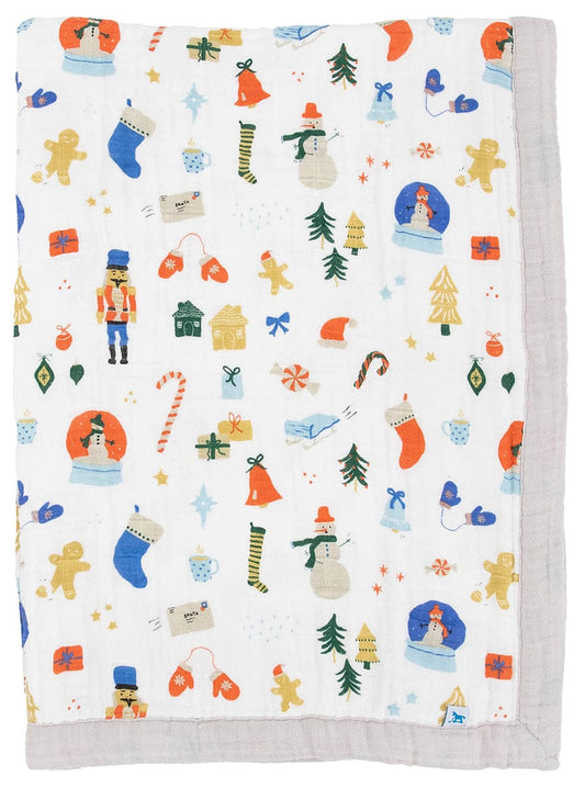 Little Unicorn Cotton Muslin Baby Quilt - Christmas Time - UB2124