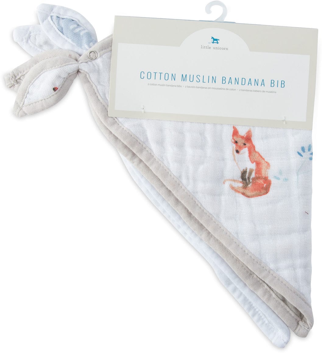 Little Unicorn Cotton Muslin Bandana Bib, 2 Pack - Fox - UF0122