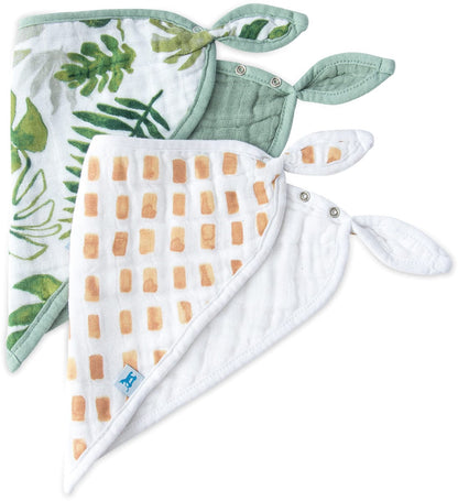 Little Unicorn Cotton Muslin Bandana Bib 2 pack - Tropical Leaf - UF0121