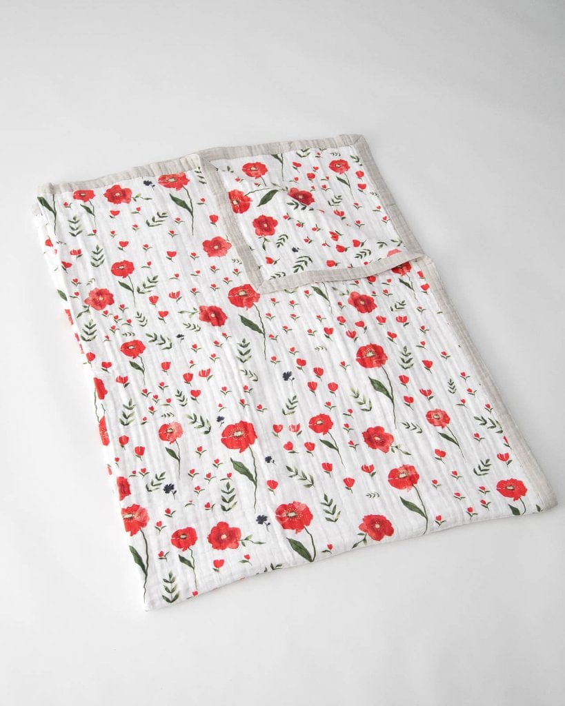 Little Unicorn Cotton Muslin Big Kid Quilt - Summer Poppy - UB1702