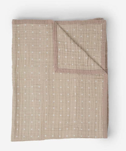 Little Unicorn Cotton Muslin Big Kid Quilt - Taupe Cross - UB1725