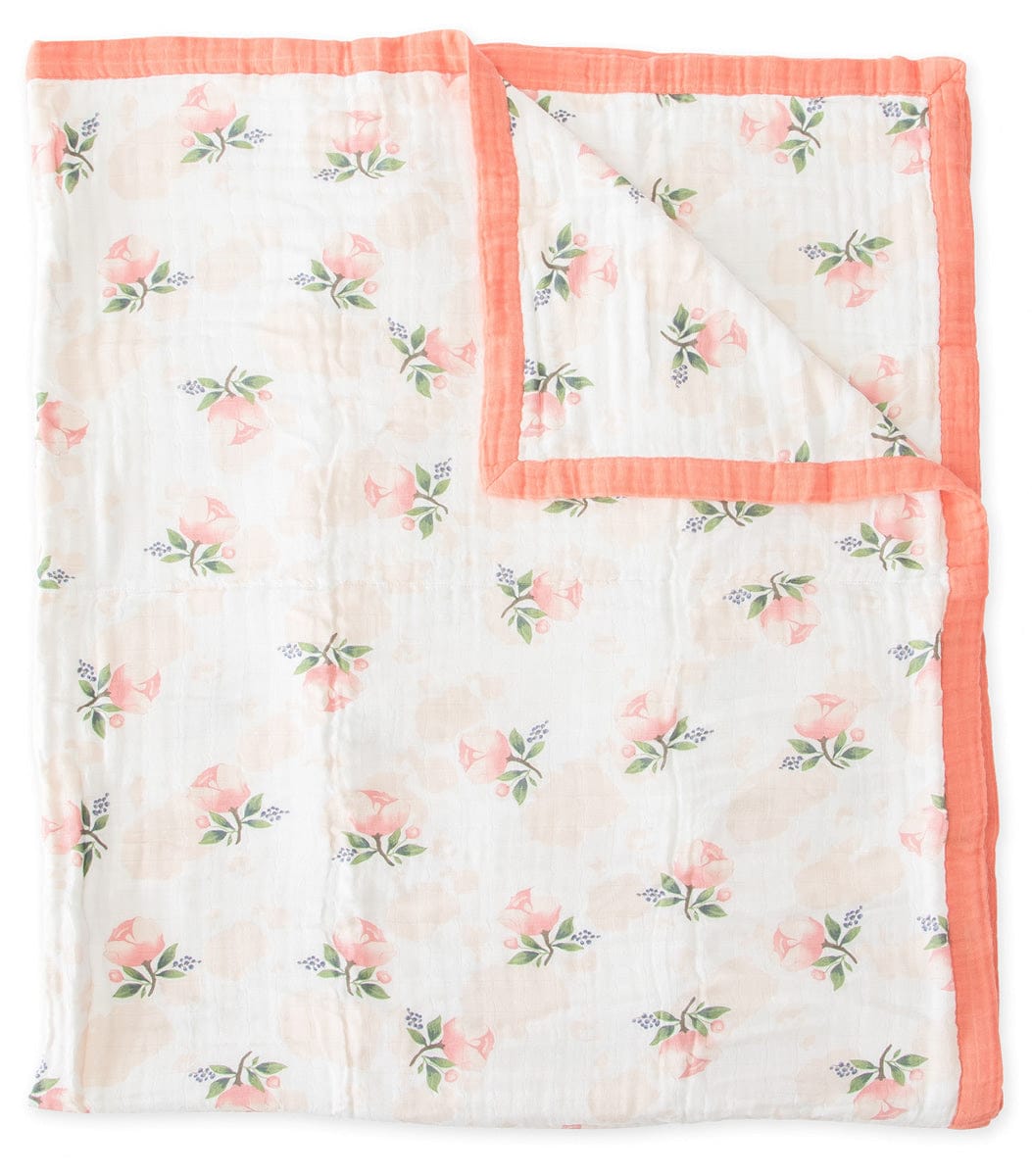 Little Unicorn Cotton Muslin Big Kid Quilt - Watercolor Rose - UB1701