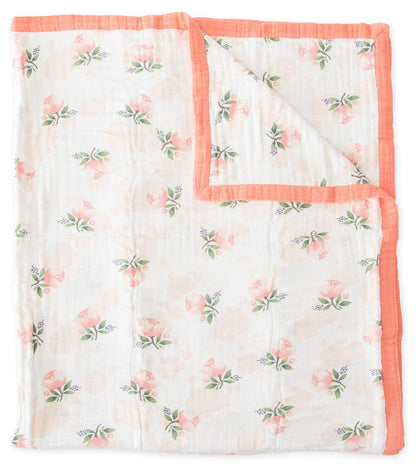 Little Unicorn Cotton Muslin Big Kid Quilt - Watercolor Rose - UB1701