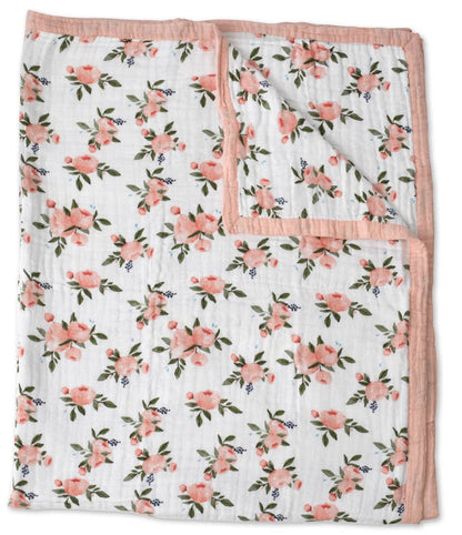 Little Unicorn Cotton Muslin Big Kid Quilt - Watercolor Roses - UB1714