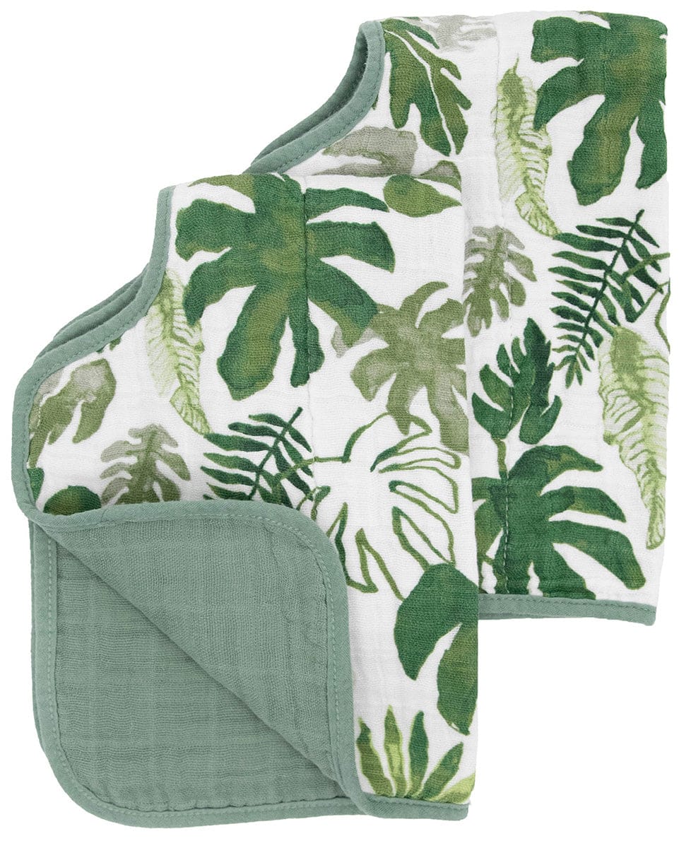 Little Unicorn Cotton Muslin Burp Cloth 2 Pack - Tropical Leaf - UF0905