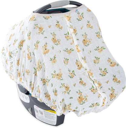 Little Unicorn Cotton Muslin Car Seat Canopy - Yellow Rose - UA0317