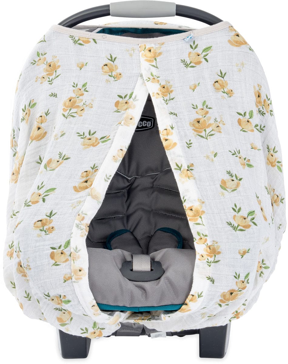 Little Unicorn Cotton Muslin Car Seat Canopy - Yellow Rose - UA0317