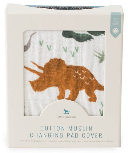 Little Unicorn Cotton Muslin Changing Pad Cover - Dino Friends - UN0512