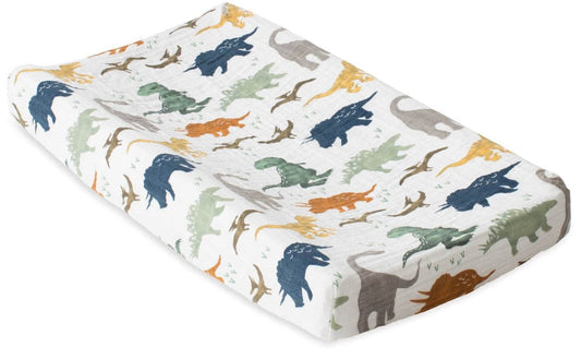 Little Unicorn Cotton Muslin Changing Pad Cover - Dino Friends - UN0512