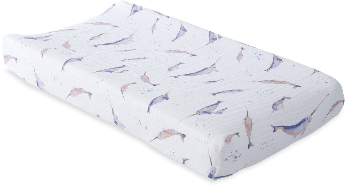 Little Unicorn Cotton Muslin Changing Pad Cover - Narwhal - UN0515