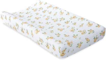 Little Unicorn Cotton Muslin Changing Pad Cover - Yellow Rose - UN0518