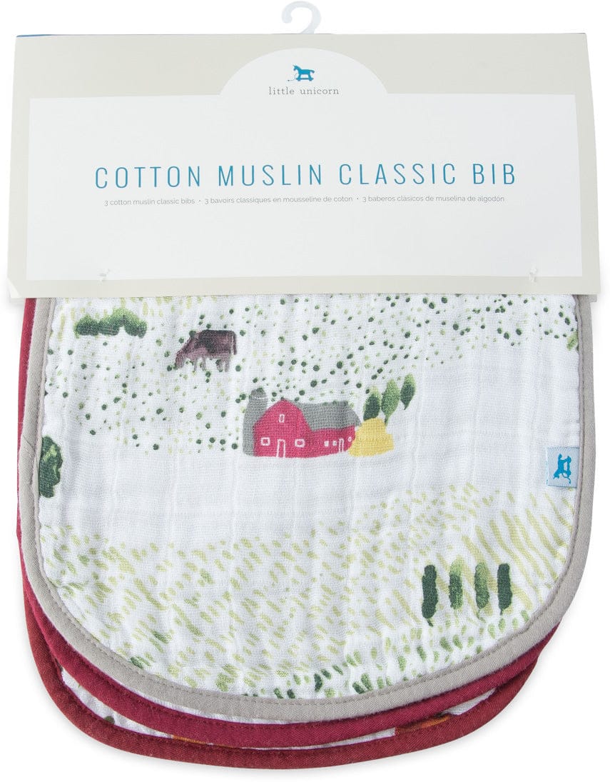 Little Unicorn Cotton Classic Bib 3-Pack - Farmers Market - UF0015