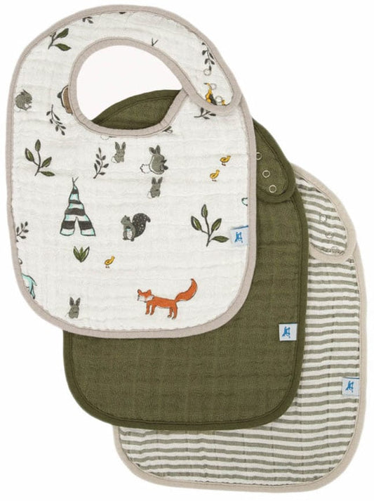 Little Unicorn Cotton Muslin Classic Bib 3 Pack - Forest Friends - UF0022