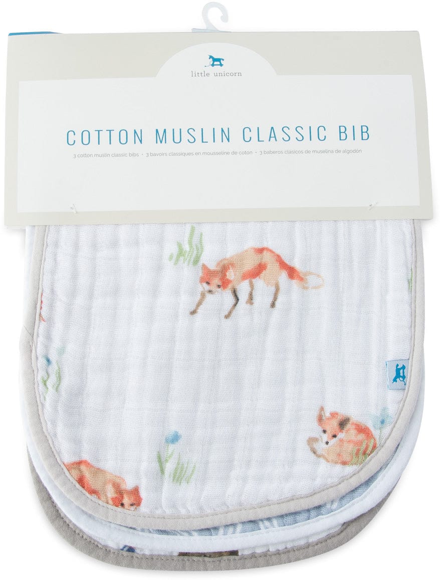 Little Unicorn Cotton Classic Bib 3-Pack - Fox - UF0018