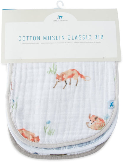 Little Unicorn Cotton Classic Bib 3-Pack - Fox - UF0018