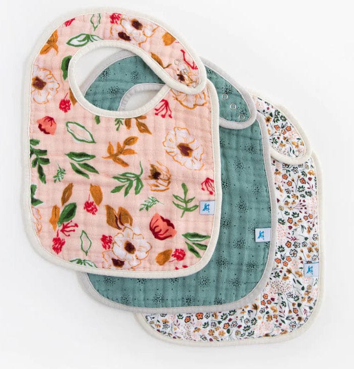 Little Unicorn Cotton Muslin Classic Bib, 3 Pack - Vintage Floral - UF0029