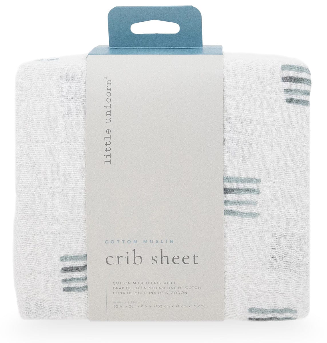 Little Unicorn Cotton Muslin Crib Sheet - Blue Stacks - UN0088