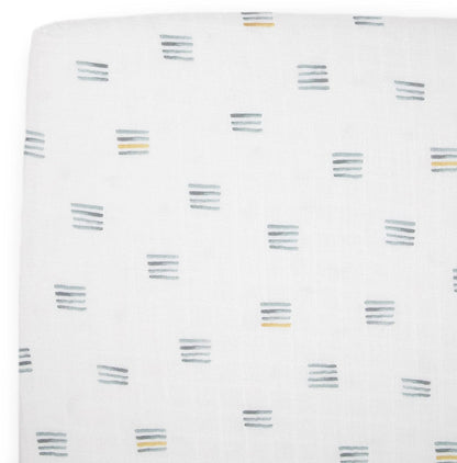 Little Unicorn Cotton Muslin Crib Sheet - Blue Stacks - UN0088