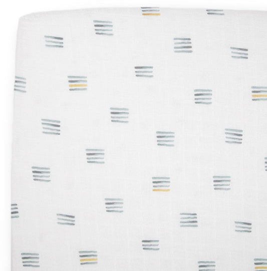 Little Unicorn Cotton Muslin Crib Sheet - Blue Stacks - UN0088
