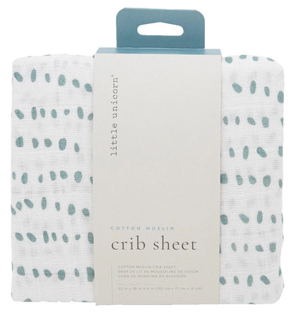 Little Unicorn Cotton Muslin Crib Sheet - Stone Stripe - UN0089