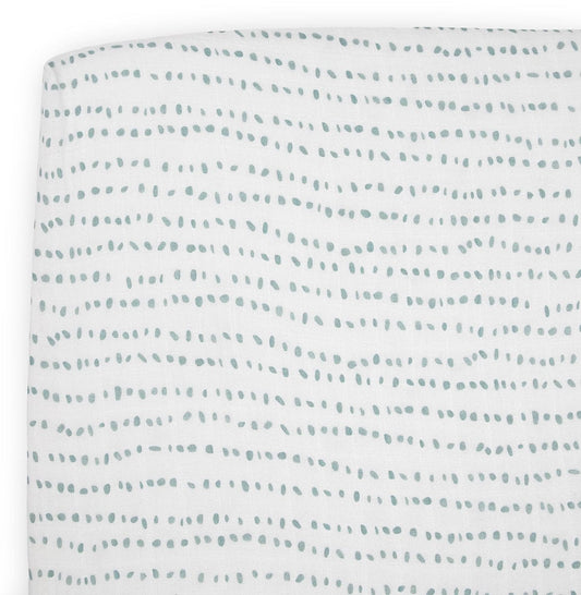 Little Unicorn Cotton Muslin Crib Sheet - Stone Stripe - UN0089